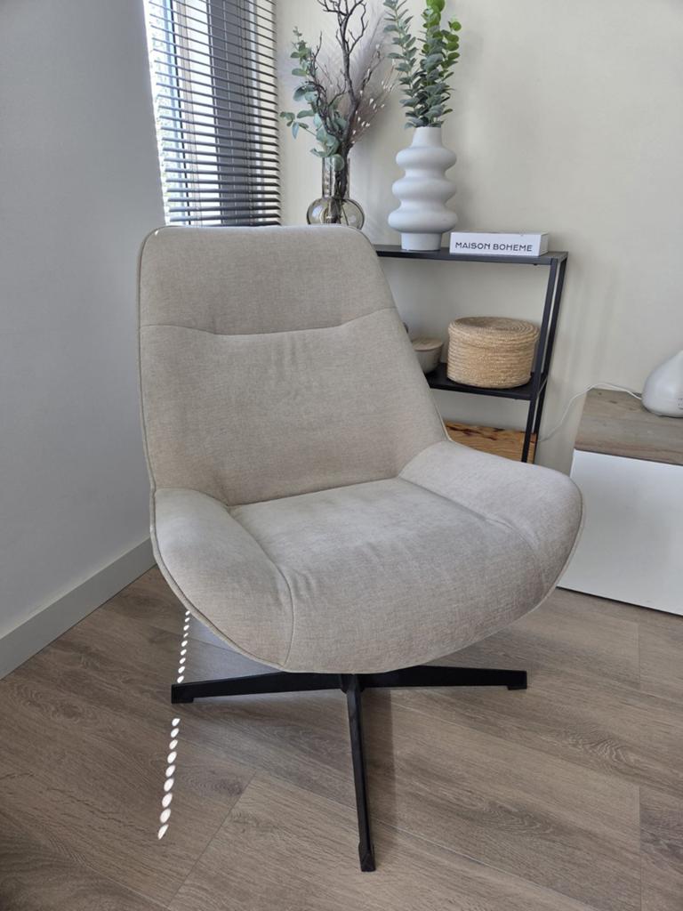 Woood draaifauteuil Stach geweven chenille stof, Ophalen, 75 tot 100 cm, Zo goed als nieuw, 75 tot 100 cm