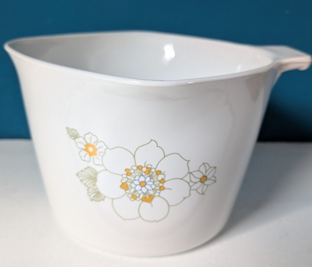 Vintage Pyroflam Corning ware Floral Bouquet sauspan, Ophalen of Verzenden, Zo goed als nieuw, Wit, Overige merken