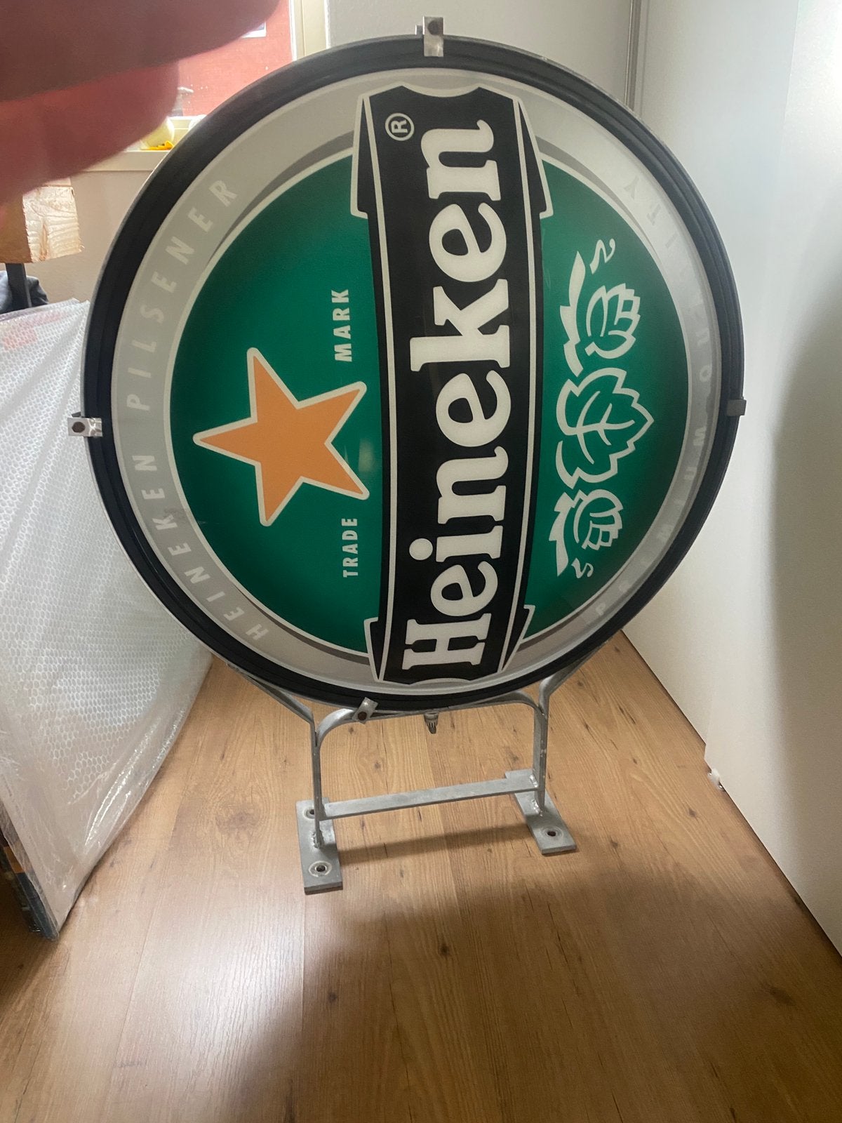 80 cm bierlamp heineken, Verzamelen, Biermerken, Ophalen, Zo goed als nieuw, Reclamebord, Plaat of Schild, Heineken