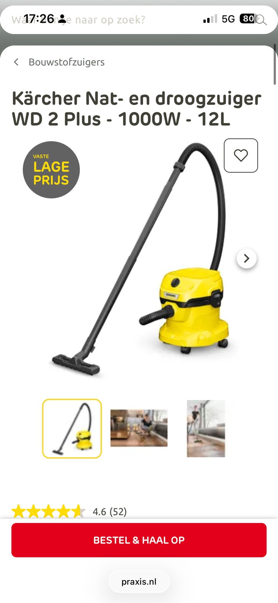 Kärcher Nat- en droogzuiger WD 2 Plus - 1000W - 12L, Kärcher, Nieuw, Ophalen of Verzenden, Industriële stofzuiger