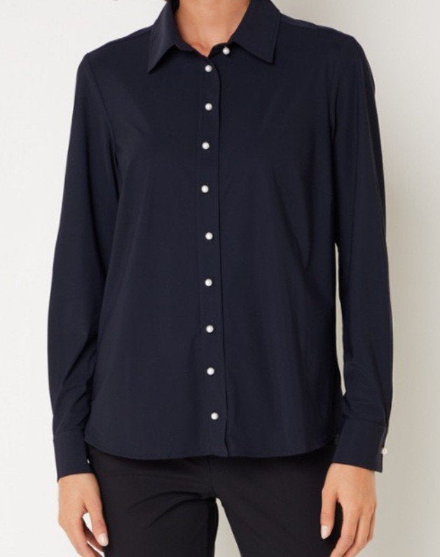 Bobby Blouse met parelknopen Studio Anneloes, L, Kleding | Dames, Blouses en Tunieken, Studio Anneloes, Blauw, Maat 42/44 (L)