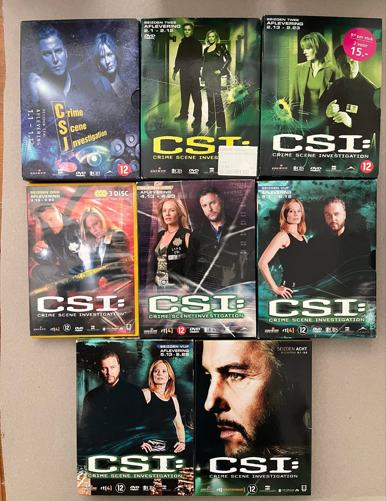 CSI: Crime Scene Investigation DVD Boxsets Seizoen 1-5 & 8, Nederlands, Ophalen of Verzenden, Inclusief doosje, Gebruikt