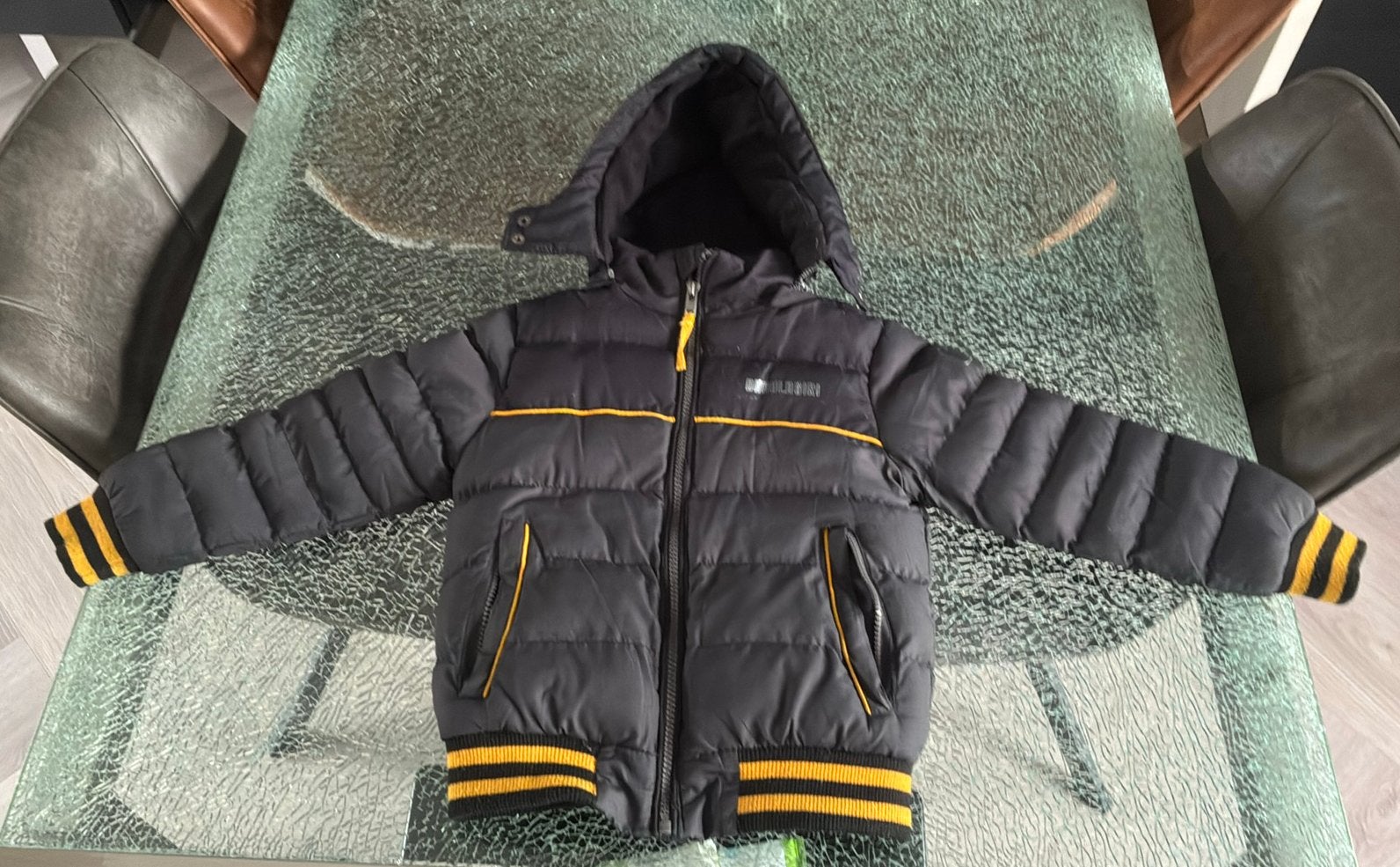 Winterjas antraciet/oker, Ophalen of Verzenden, Zo goed als nieuw, Jongen, Jas