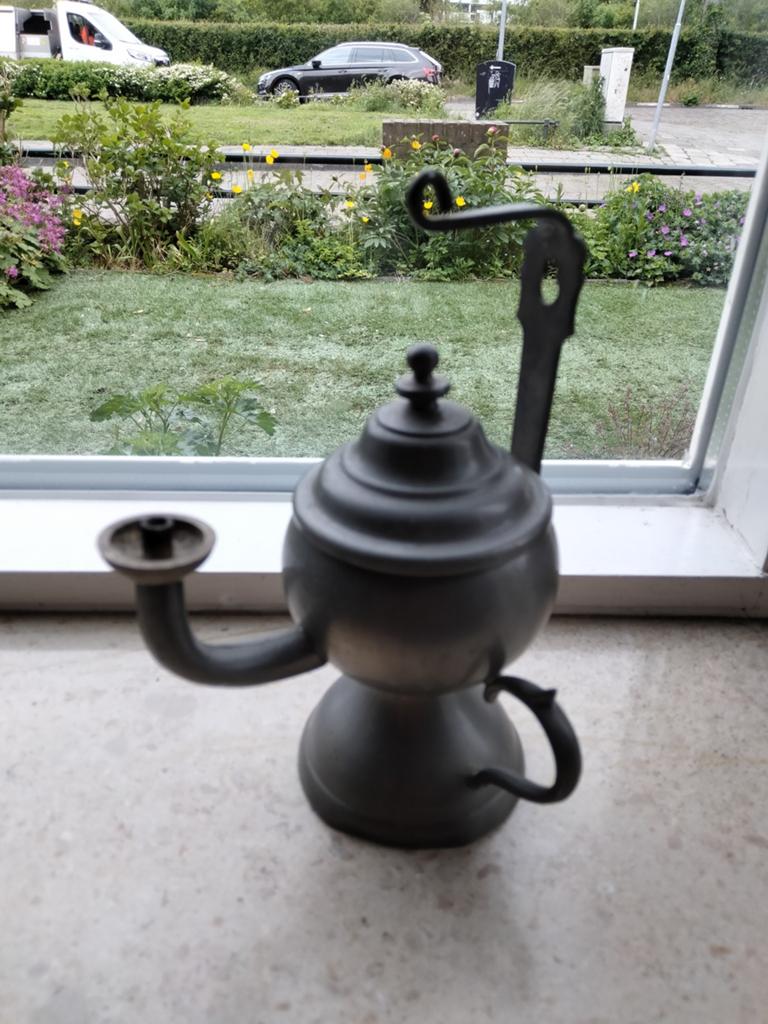 Antieke tinnen olielamp, Antiek en Kunst, Antiek | Lampen, Ophalen of Verzenden