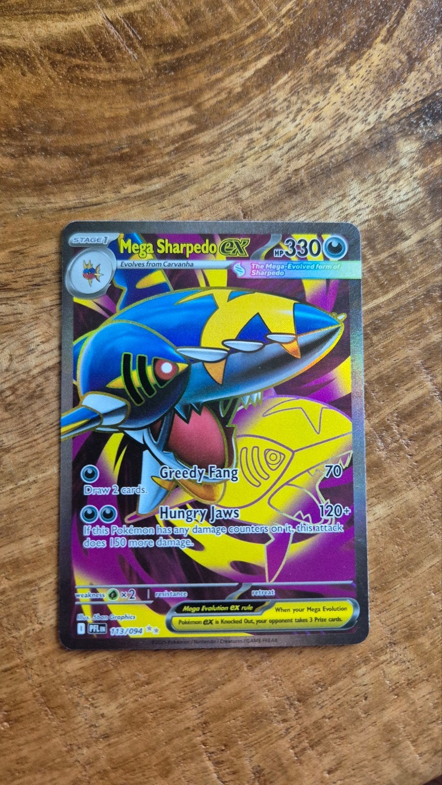Mega Sharpedo EX Pokémon Kaart - Zeldzaam, Ophalen of Verzenden, Zo goed als nieuw, Losse kaart, Foil