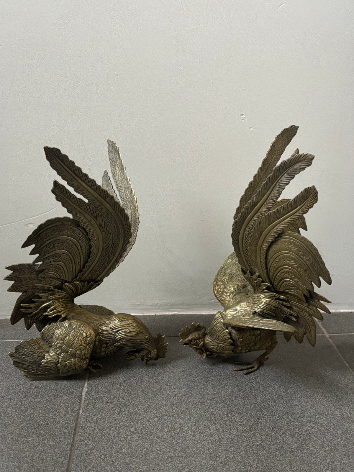 Prachtige Vintage Messing Kemphanen groot en zwaar, Antiek en Kunst, Ophalen of Verzenden