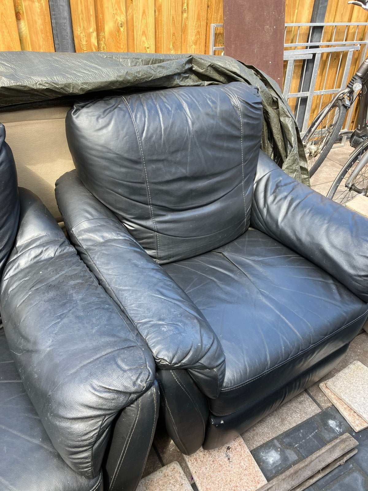 Zwarte leren fauteuils met relaxfunctie, Huis en Inrichting, Ophalen, Gebruikt, Leer, 75 tot 100 cm