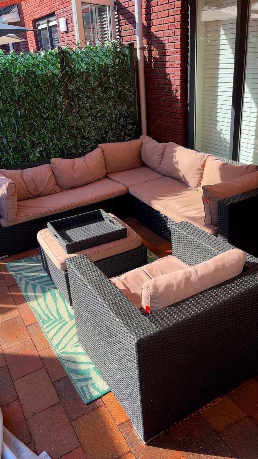 Wicker loungeset met wasbare hoezen (LIVIN garden), Ophalen, 5 zitplaatsen, Gebruikt, Loungeset