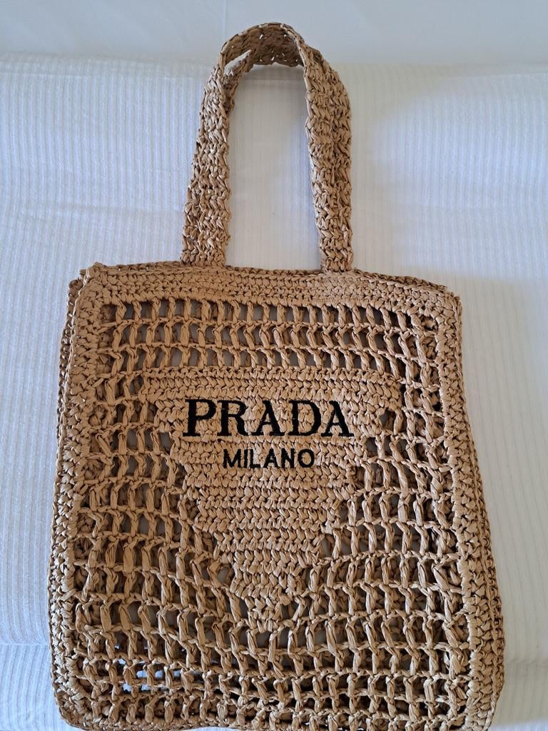 Tka Prada dames shopper van crochet met logo, Sieraden, Tassen en Uiterlijk, Tassen | Damestassen, Ophalen of Verzenden, Zwart