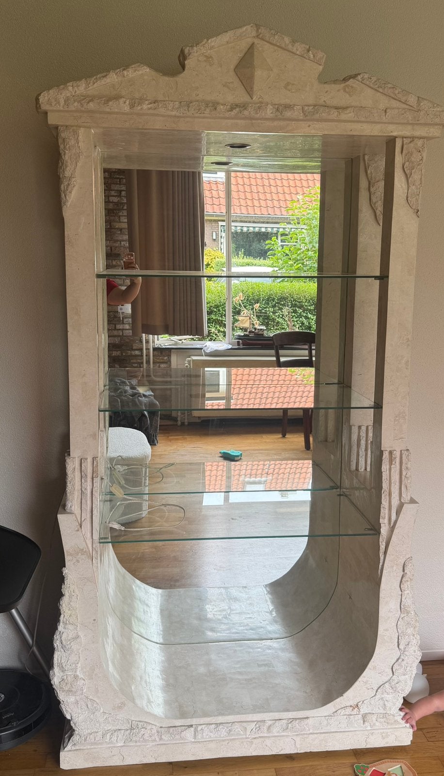 Fossiele stenen vitrinekast – gratis af te halen, Ophalen, Zo goed als nieuw, 75 cm of meer, Glas