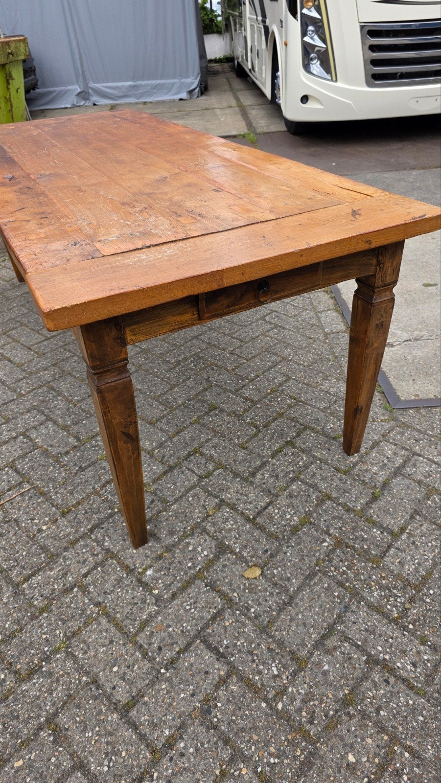 Subliem mooie antieke Franse boeren tafel 240cm, Ophalen