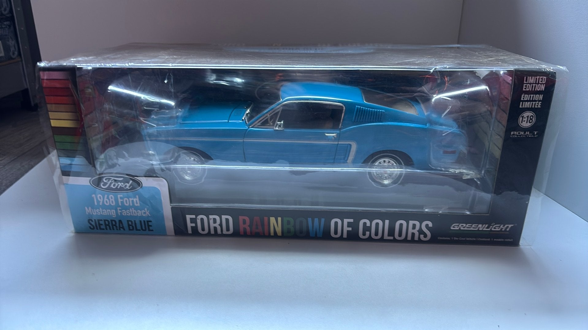 Ford mustang fastback sierra bleu 1968 greenlight 1.18, Overige merken, Ophalen of Verzenden, A, A