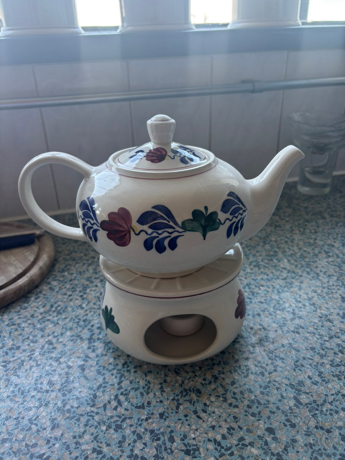 Boerenbont Theepot met warmhouder (uitstekende staat), Ophalen