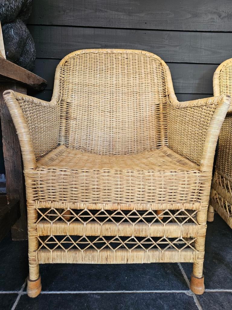 Vintage rotan stoel - perfect voor binnen of buiten, Antiek en Kunst, Ophalen