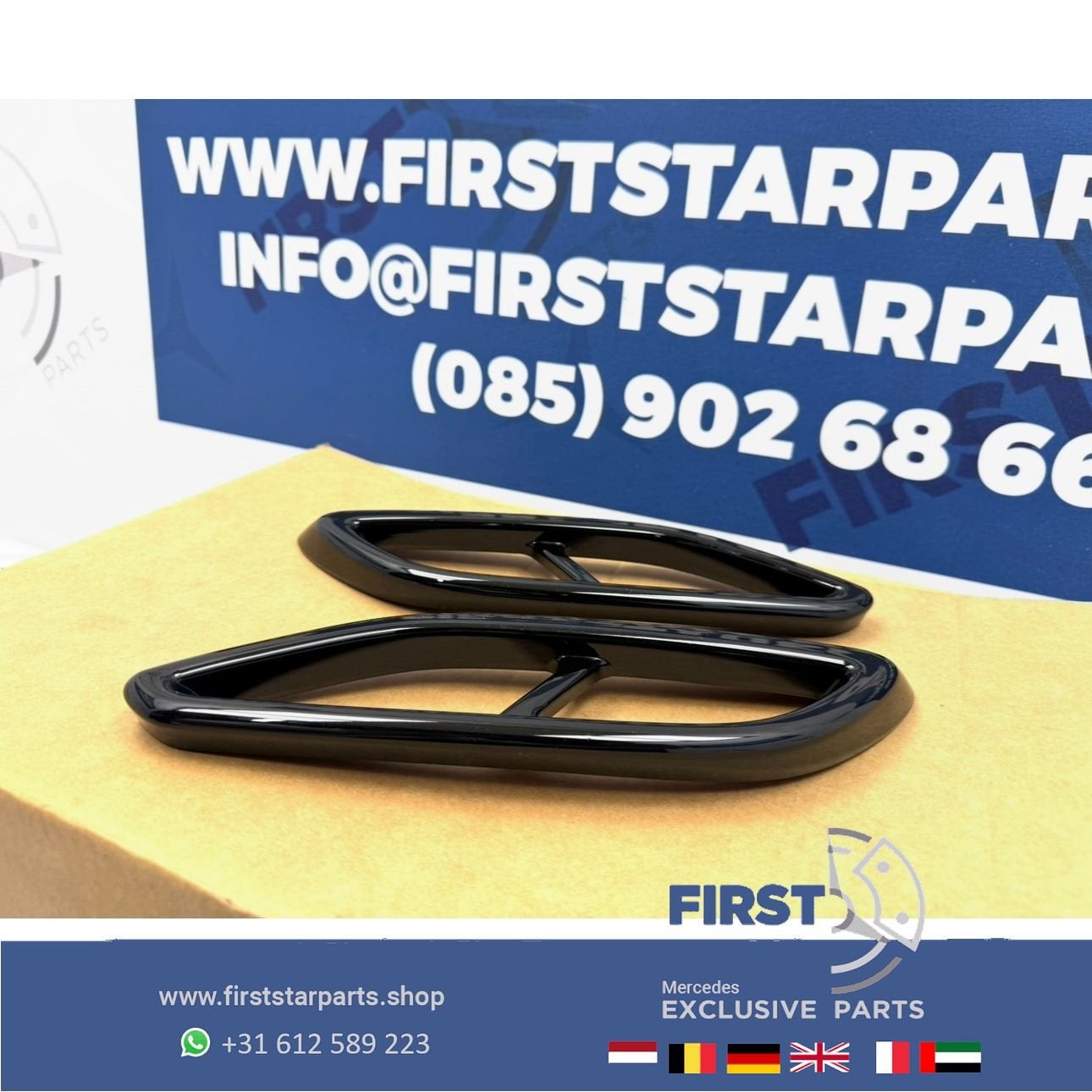 AMG LINE UITLAAT SIERLIJSTEN ZWART L/R Mercedes A B C CLA G, Gebruikt, -, Ophalen of Verzenden, -