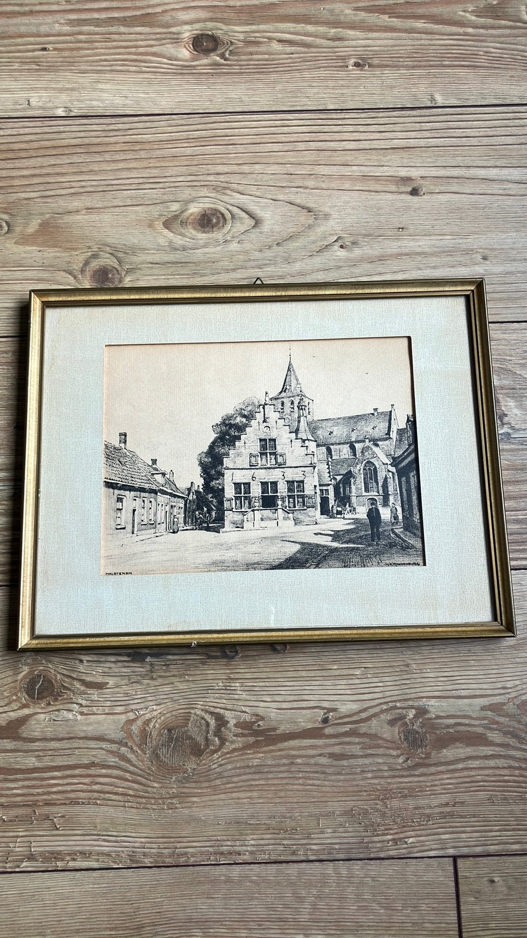 Vintage ets. Raadhuis Halsteren, Ophalen of Verzenden