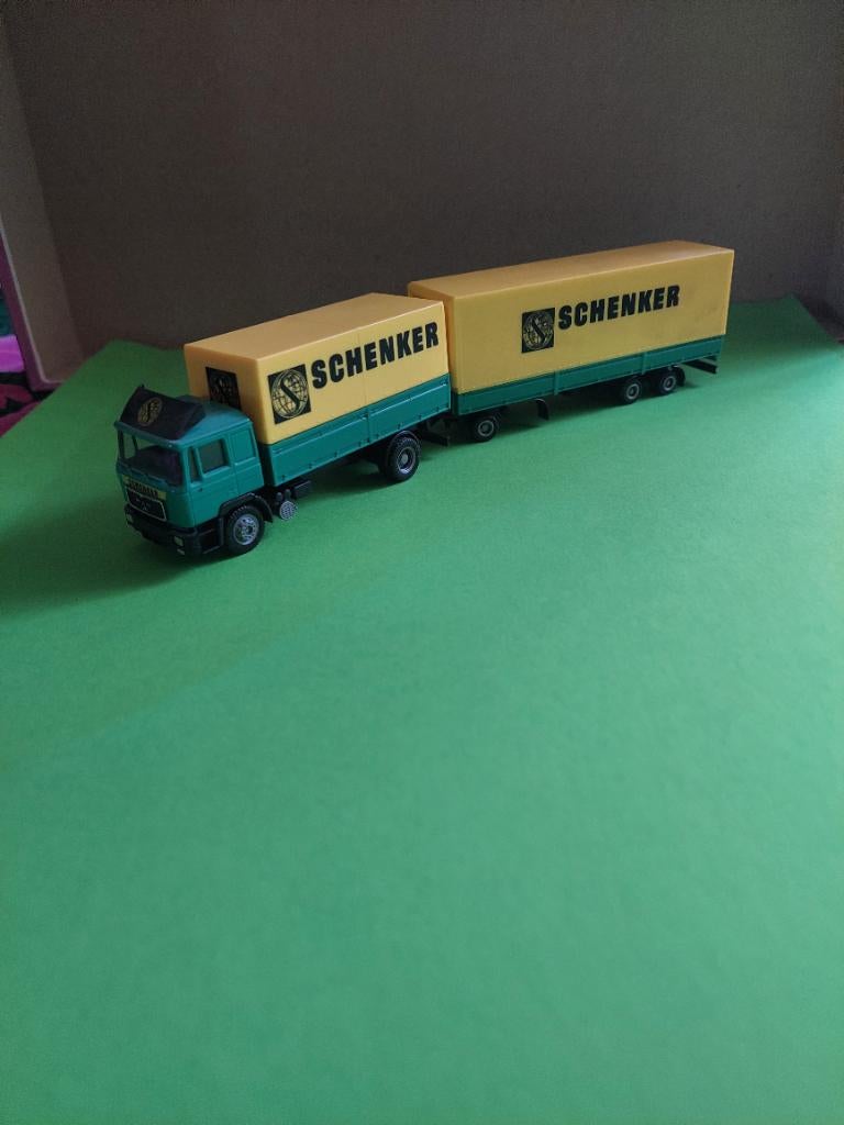 497 herpa man f90 schenker volume combi 1:87 truck trein, Ophalen of Verzenden, Zo goed als nieuw, Bus of Vrachtwagen, Herpa