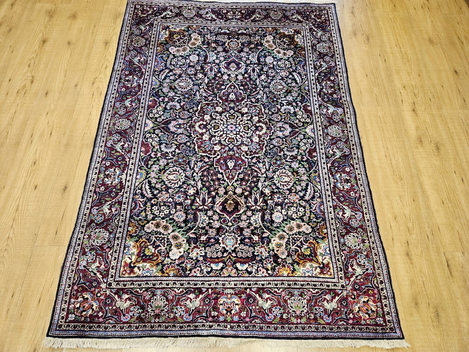 Vintage handgeknoopt perzisch tapijt kashan zijde 178x120, Huis en Inrichting, Stoffering | Tapijten en Kleden, Info@SlatsAntiek.nl
