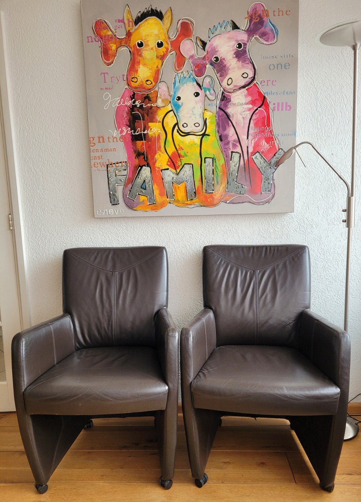 6 Rolbare Eetkamerstoelen - Bruin Kunstleer, Ophalen, Kunststof, Gebruikt, Bruin