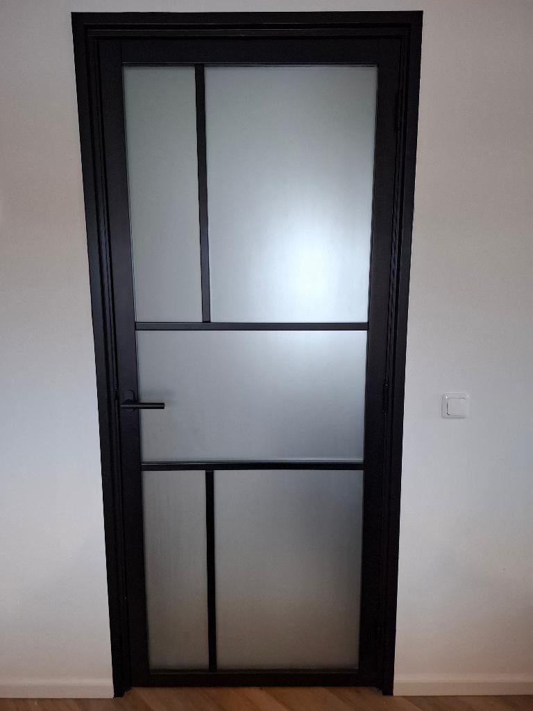 Industrieel-look deur 830x2115 melkglas (diverse varianten), Binnendeur, Nieuw, Ophalen of Verzenden, Glas