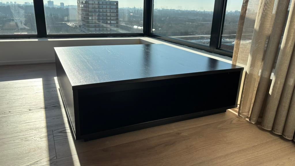 Moderne salontafel vierkant blok met opbergruimte, Ophalen, 50 tot 100 cm, Vierkant, 50 tot 100 cm