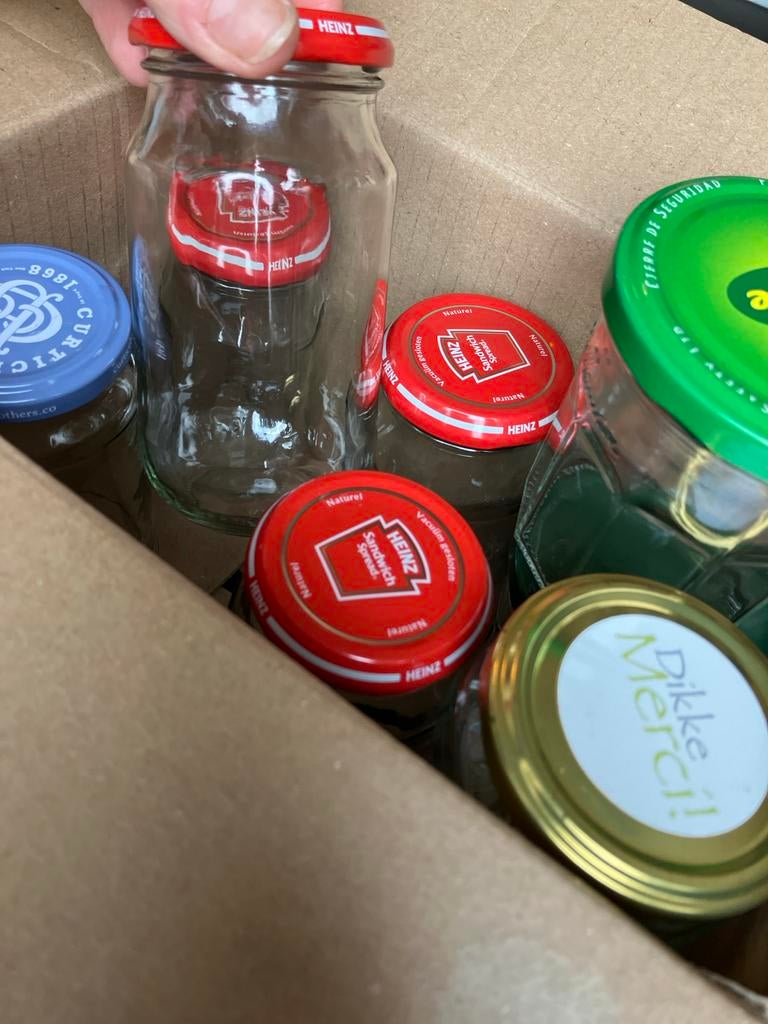 Lege jampotjes met deksels - schoon en klaar voor gebruik!, Ophalen of Verzenden, Gebruikt