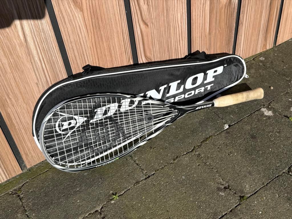 Dunlop Biomimetic Max Squash Racket + Tas, Ophalen of Verzenden, Zo goed als nieuw, Racket, Met hoes