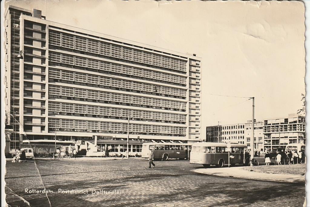 ROTTERDAM POSTDISTRICT DELFTSEPLEIN BUSSTATION TP DAF ZABO, Ophalen of Verzenden, 1960 tot 1980, Gelopen, Zuid-Holland