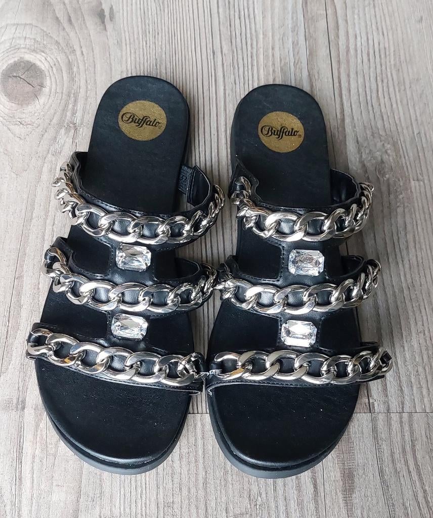 Dames schoenen/sandalen/slippers zwart maat 40 nieuw!, Slippers, Zwart, Nieuw, Ophalen of Verzenden