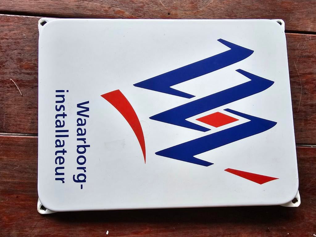 Emaille bord waarborg installateur, Ophalen, Gebruikt, Reclamebord