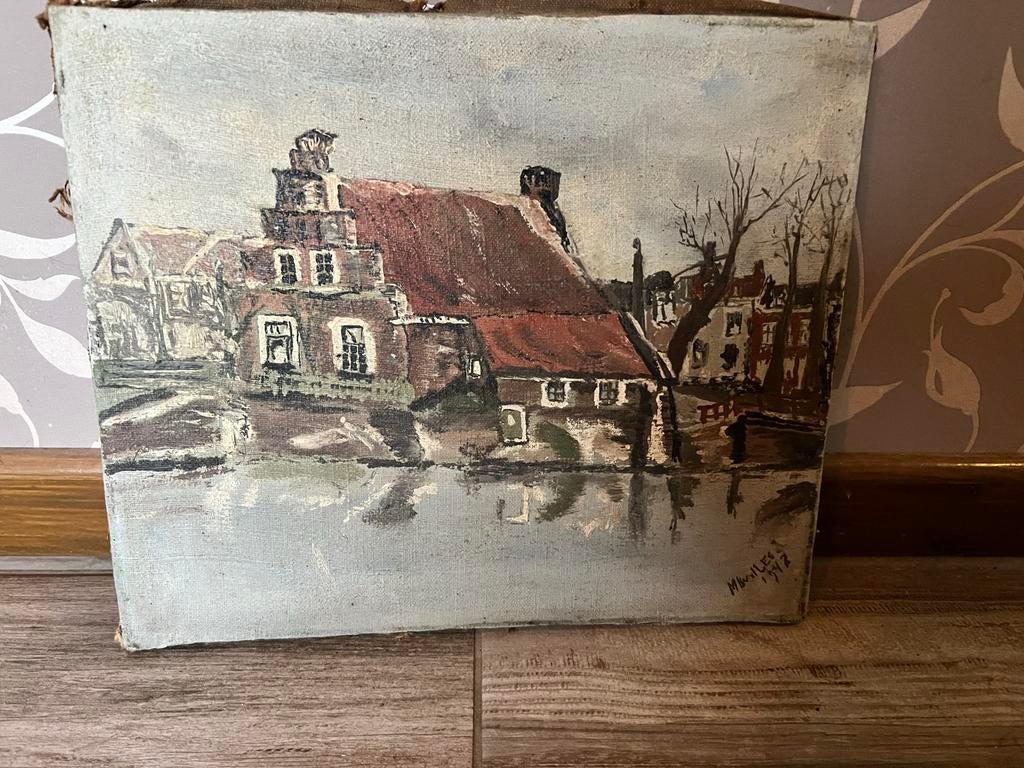 Schilderij op doek - Dorpsgezicht, Ophalen
