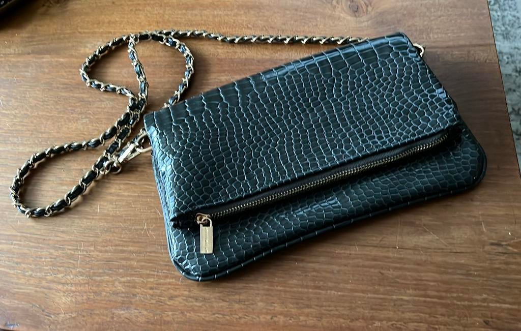 🛍️My Jewellery zgan croco print schoudertas, donkergrijs, Ophalen of Verzenden, Zo goed als nieuw, Grijs, Schoudertasje