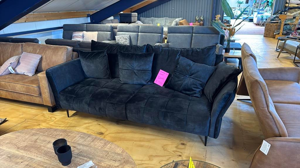 Royale 4 zits bank. Antraciet velours/velvet stof., Ophalen, Nieuw, Stof, 200 tot 250 cm