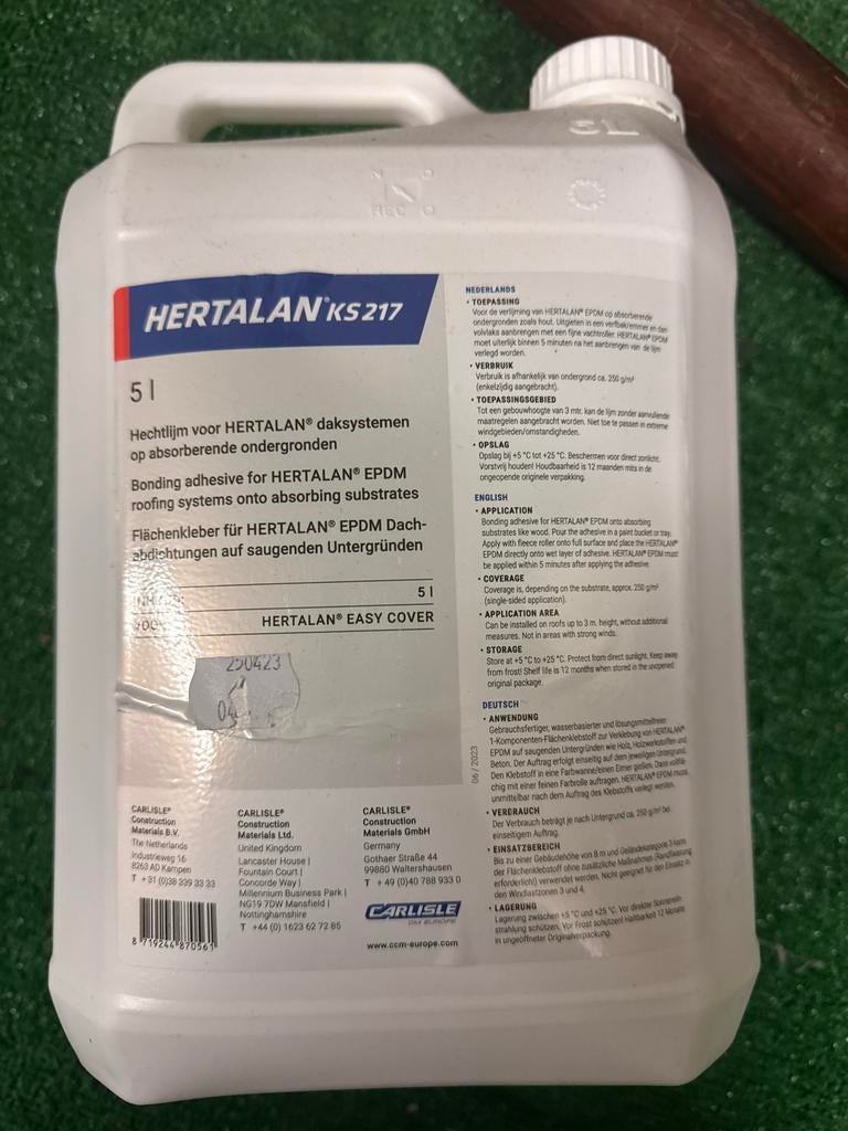 4 Jerrycans EPDM Lijm - HERTALAN KS217 - 5 Liter per stuk, Doe-het-zelf en Verbouw, Overige kleuren, Nieuw, Ophalen of Verzenden