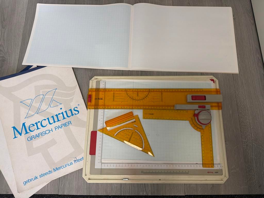 Rotring Rapid Tekenset – Compleet met Lineaal & Papier, Ophalen of Verzenden, Gebruikt, Papier, Schets- of Tekenboek