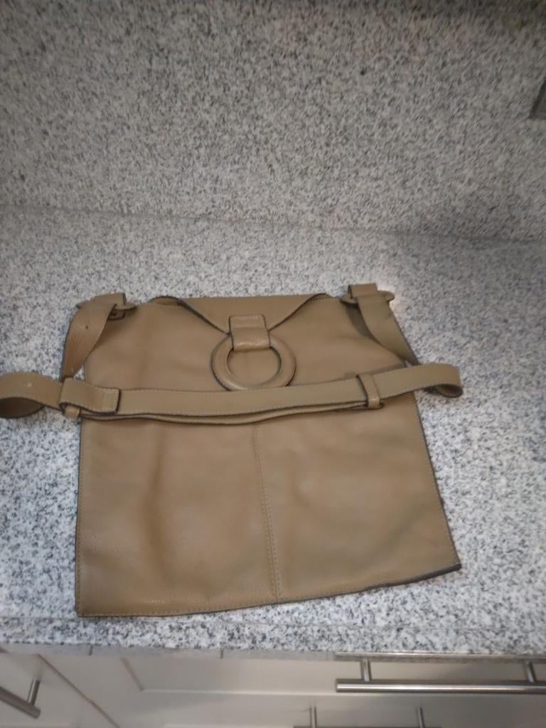 Sequoia lederen schoudertas - Beige, Ophalen of Verzenden, Gebruikt, Beige, Schoudertasje