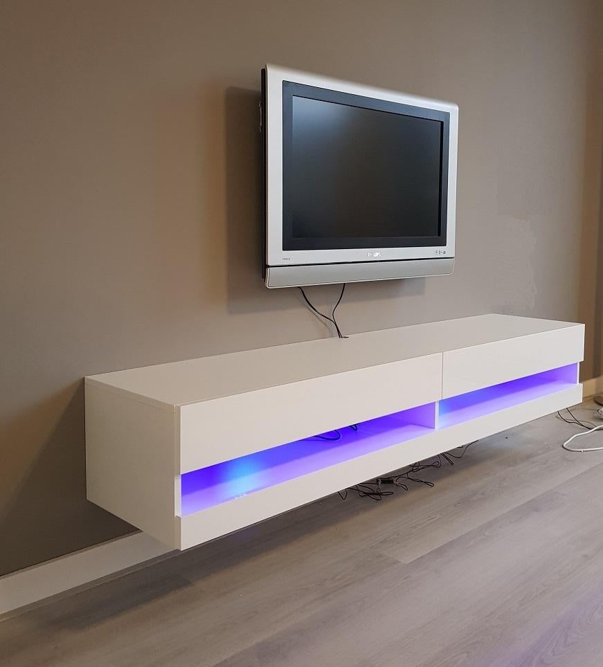 VOORRAAD Zwevend tv-meubel Bobbie LED 180 Wit NIEUW, Huis en Inrichting, Kasten | Televisiemeubels, Nieuw, Minder dan 100 cm, 150 tot 200 cm