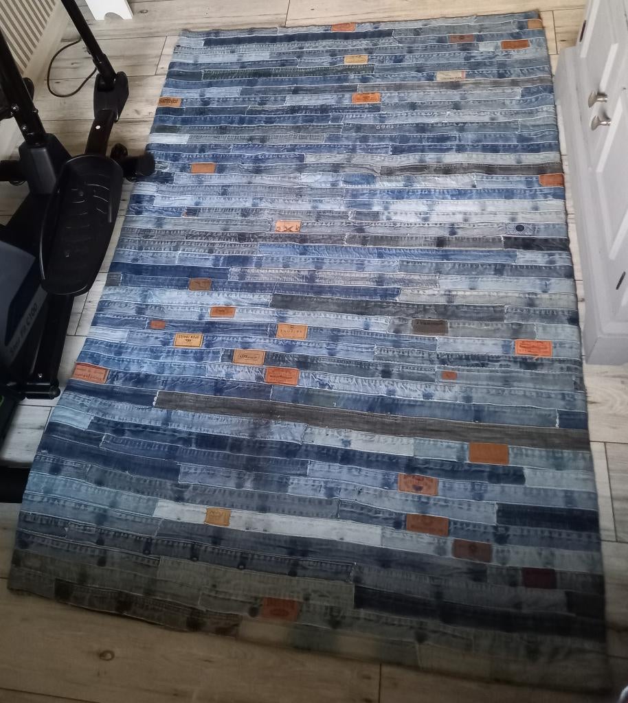 Vloerkleed spijkerboorden spijkerstof, Ophalen, Gebruikt, 100 tot 150 cm, 150 tot 200 cm
