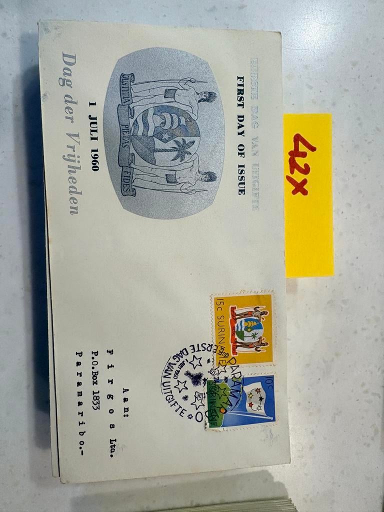42 Suriname Eerste Dag Enveloppen 1960, Postzegels en Munten, Ophalen, Onbeschreven, Nederland