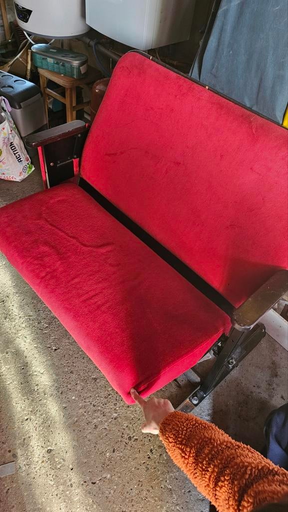 Vintage Bioscoopbankje - 110cm breed, Ophalen
