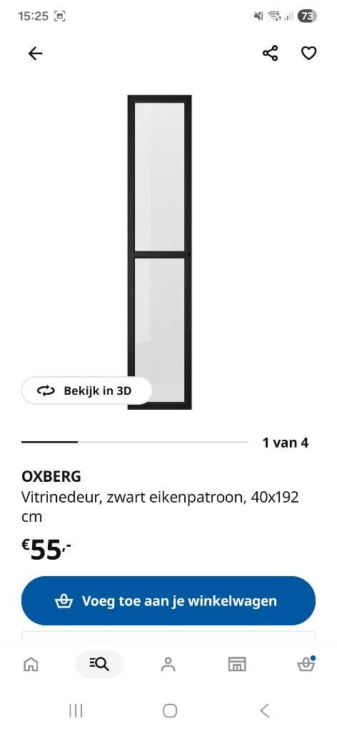 Ikea billy / oxberg vitrine deuren, Ophalen, Minder dan 50 cm, Zo goed als nieuw, Minder dan 25 cm