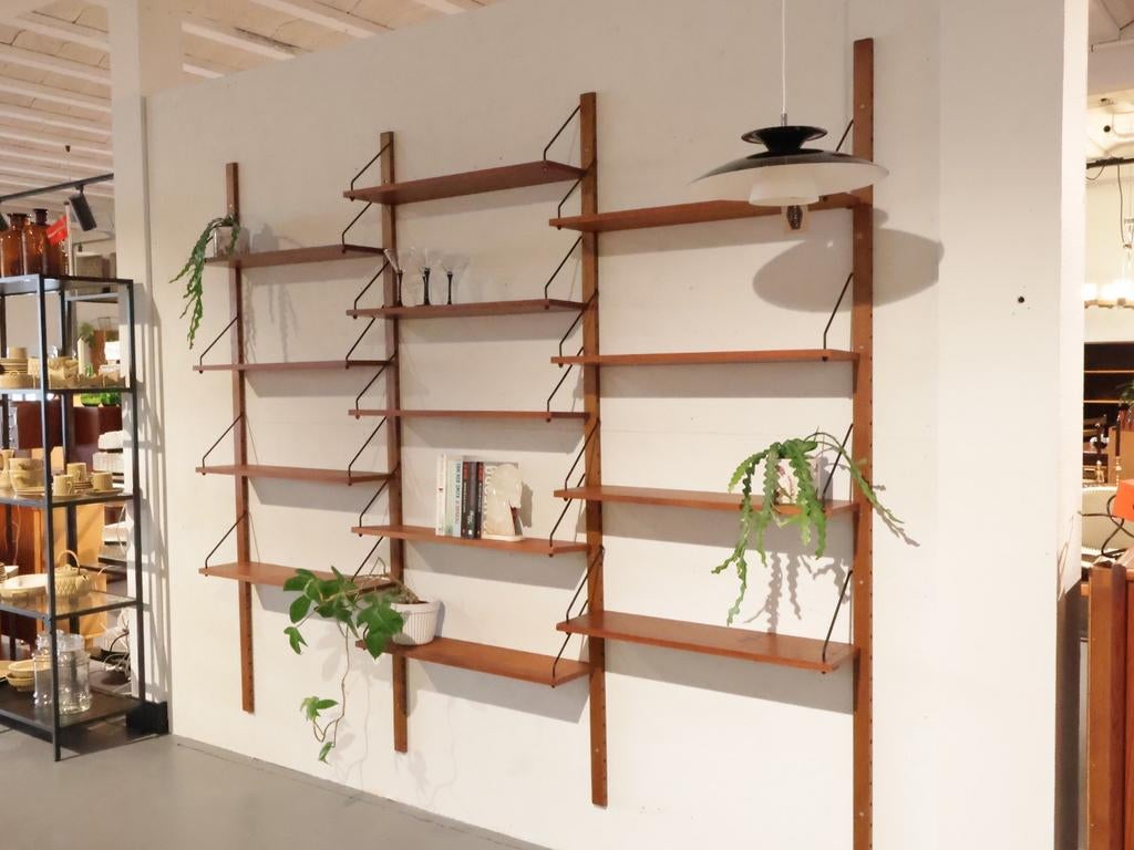 Groot vintage wandsysteem | Teak | Modulair | Deens, Ophalen, Met plank(en), Gebruikt, .