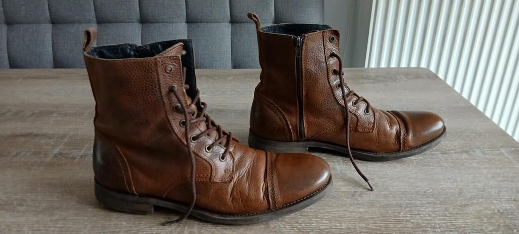 44 Jack & Jones Bruine Leren Boots veterschoenen, Bruin, Boots, Ophalen of Verzenden, Jack Jones