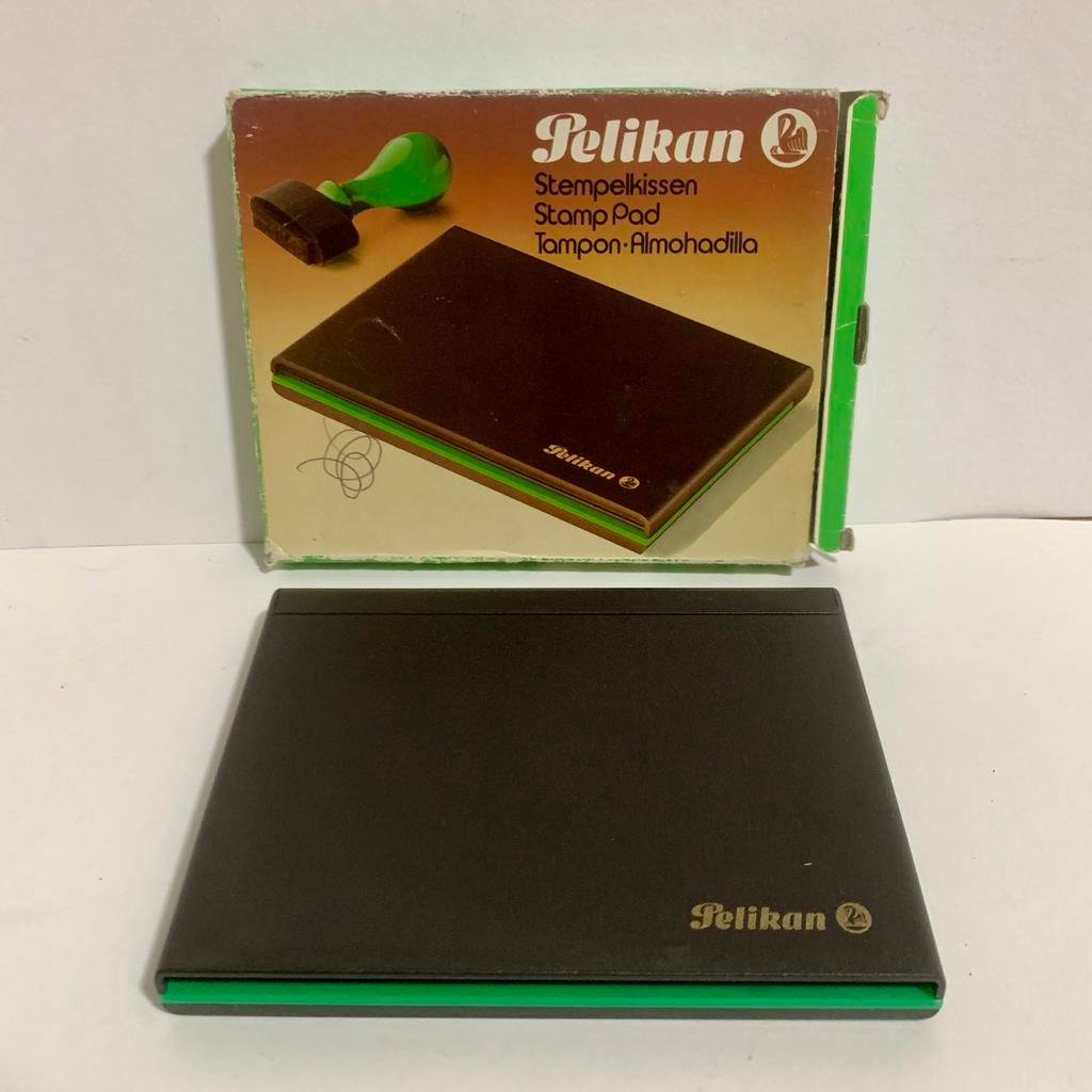 Pelikan stempelkussen groen vintage