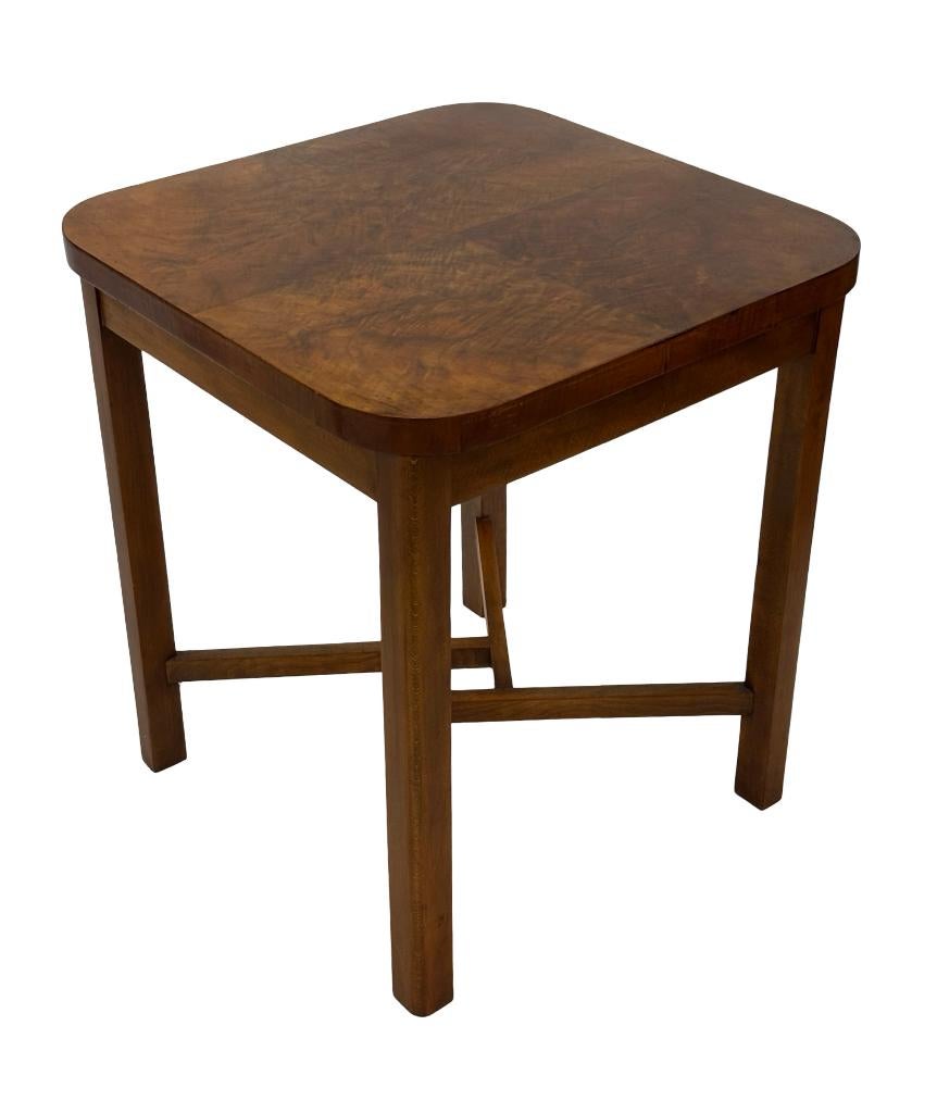 Art Deco bijzettafel tafeltje walnotenhout design, 45 tot 60 cm, Gebruikt, Art Deco, Art Deco