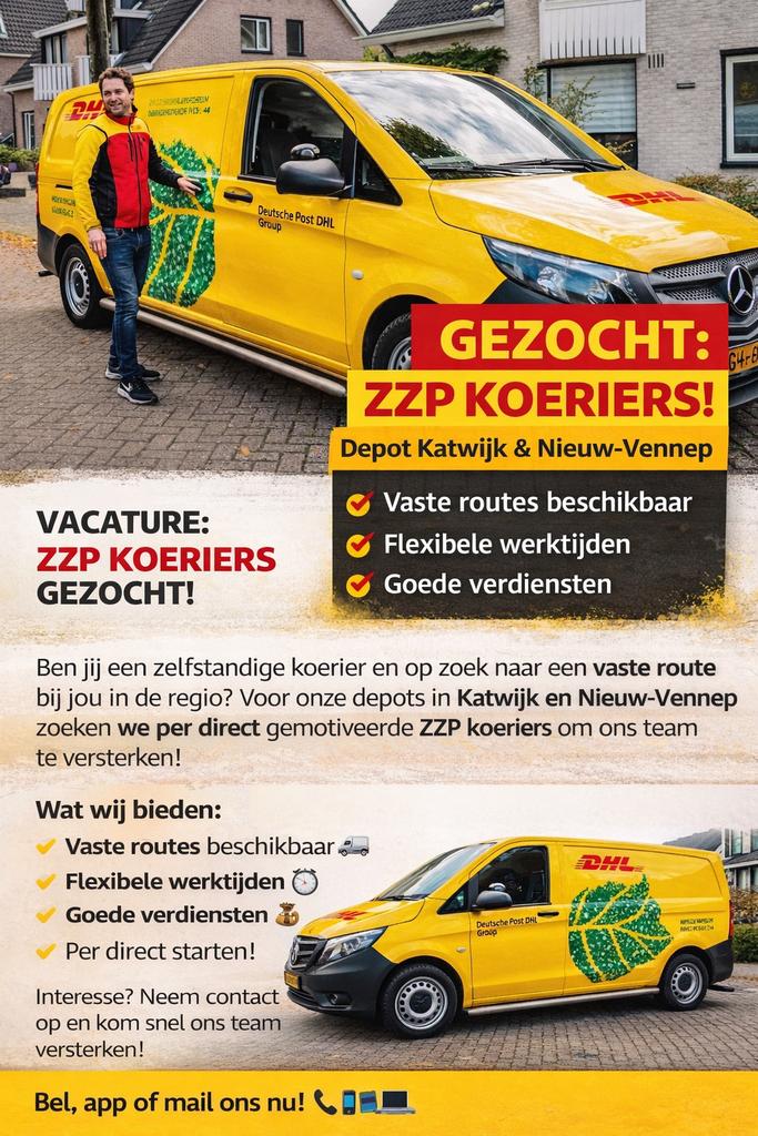 GEZOCHT ZZP KOERIER, 33 - 40 uur, Overige niveaus, Freelance of Uitzendbasis