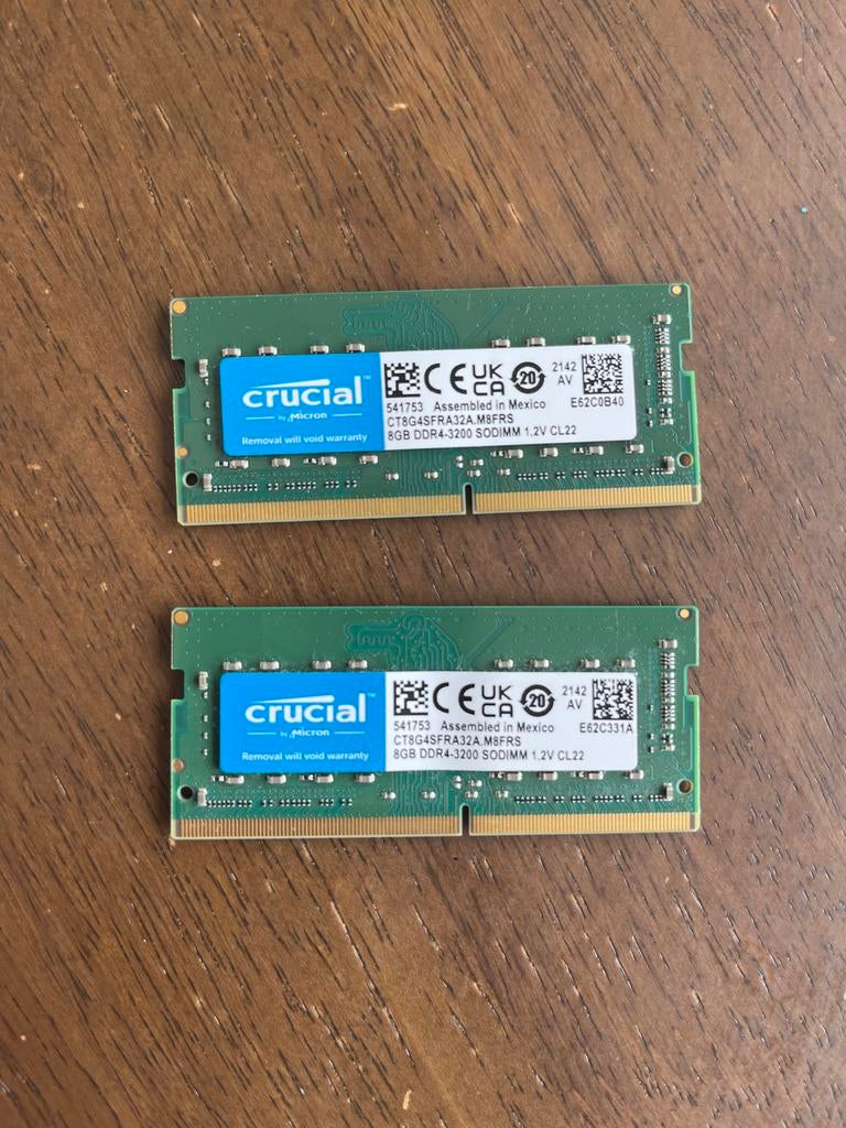 Crucial CT8G4SFRA32A 8GB DDR4 SO-DIMM 2x, Ophalen, Gebruikt, DDR4, 8 GB