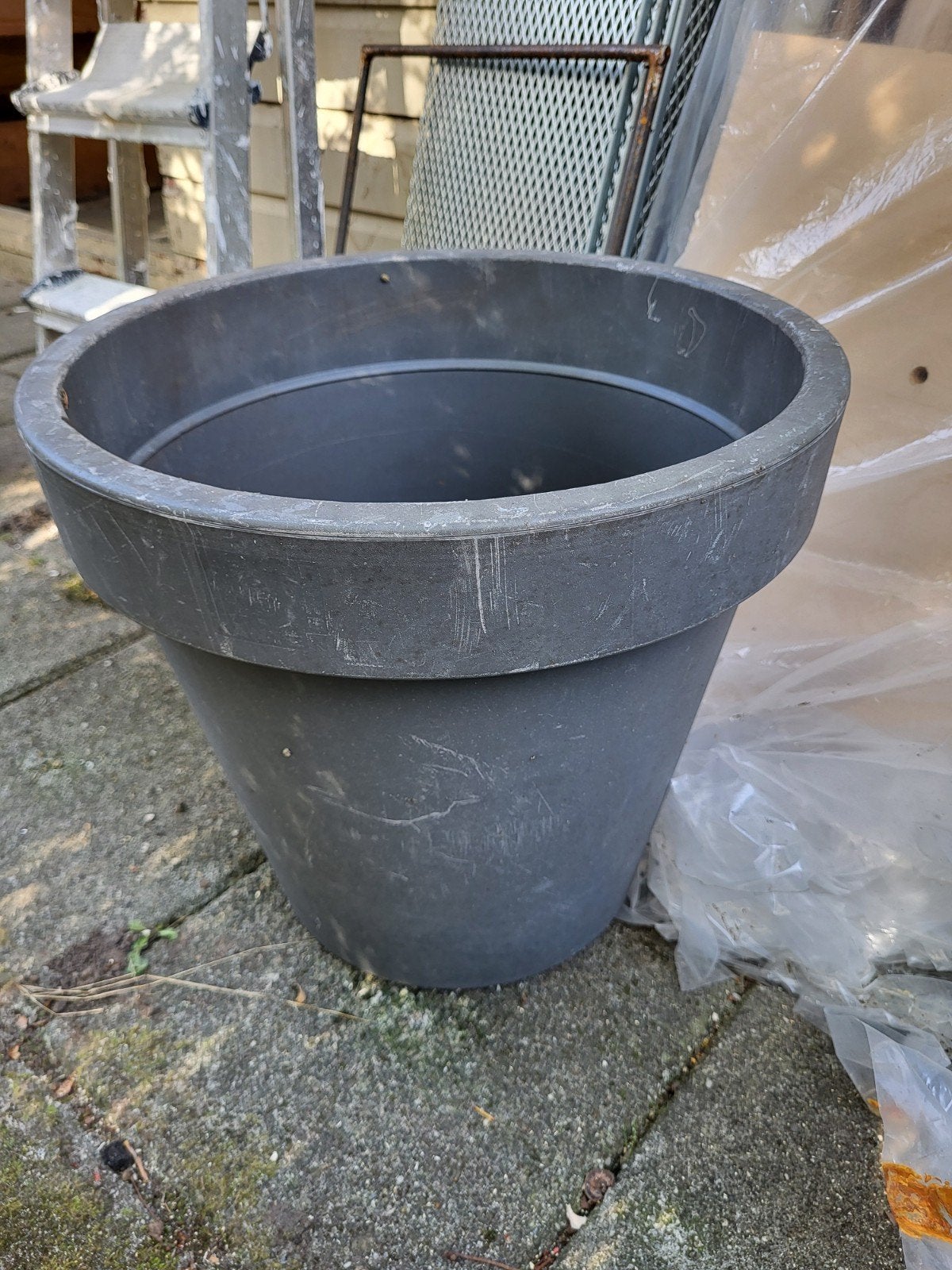 Grote grijze plantenpot, Tuin en Terras, Ophalen, Kunststof, Gebruikt, 40 cm of meer