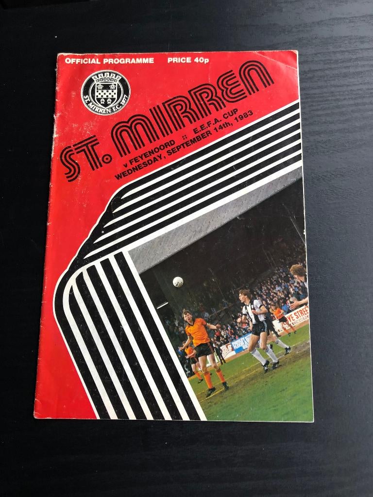 Programma Uefa-Cup St Mirren - Feyenoord 1983-1984, Ophalen of Verzenden, Zo goed als nieuw, Feyenoord, Boek of Tijdschrift