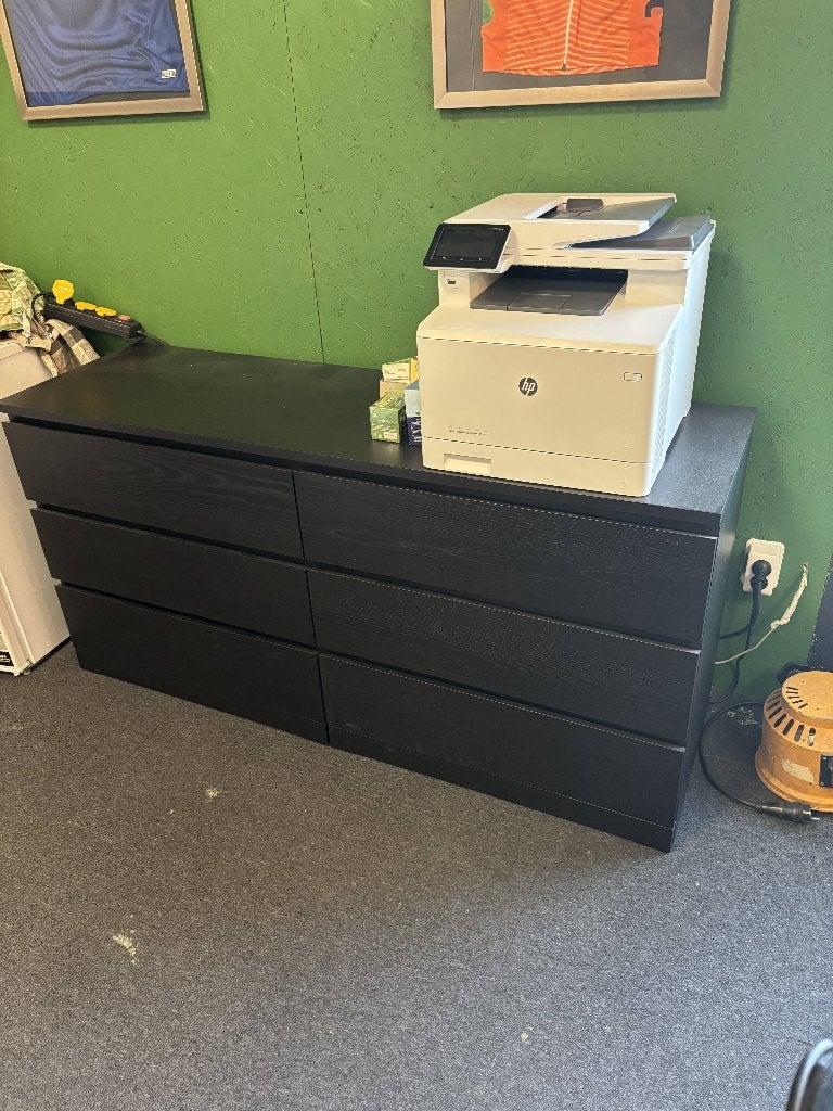 IKEA MALM Ladekast 6 Laden Zwartbruin – Nette Staat, Ophalen, 5 laden of meer, 50 tot 100 cm, Zo goed als nieuw